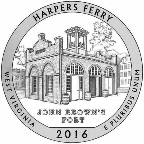 картинка 25 центов США Национальный парк "Harpers ferry" (№ 33), 2016 г. 