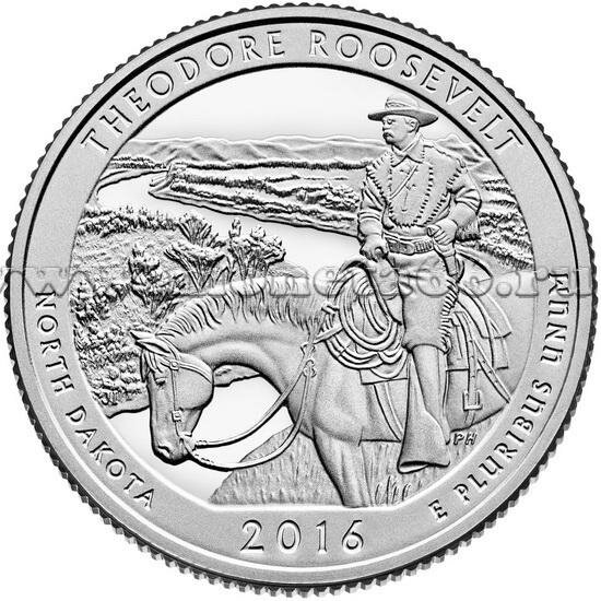 картинка 25 центов США Национальный парк "Theodore Roosvelt" (№ 34) 2016 г. 